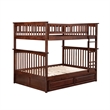 AFI Columbia Full Over Full Solid Wood Bunk Bed with Trundle in Walnut