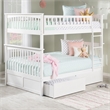 AFI Columbia Full Over Full Solid Wood Bunk Bed with 2 Storage Drawers in White
