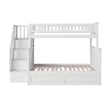 AFI Columbia Twin Over Full Wood Staircase Trundle Bunk Bed in White