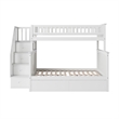 AFI Columbia Twin Over Full Solid Wood Staircase Storage Bunk Bed in White