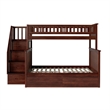 AFI Columbia Twin Over Full Solid Wood Staircase Storage Bunk Bed in Walnut