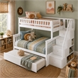 AFI Columbia Twin Over Full Wood Staircase Trundle Bunk Bed in White