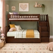 AFI Columbia Twin Over Full Wood Staircase Trundle Bunk Bed in Walnut