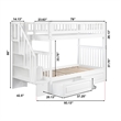 AFI Woodland Twin Over Twin Staircase Storage Wood Bunk Bed in White
