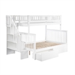 AFI Woodland Twin Over Full Staircase Storage Wood Bunk Bed in White