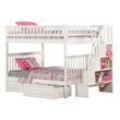AFI Woodland Full Over Full Staircase Storage Wood Bunk Bed in White