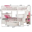 AFI Woodland Full Over Full Staircase Storage Wood Bunk Bed in White