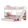 AFI Woodland Full Over Full Staircase Trundle Wood Bunk Bed in White