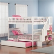 AFI Woodland Full Over Full Staircase Trundle Wood Bunk Bed in White