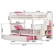 AFI Woodland Full Over Full Staircase Trundle Wood Bunk Bed in White