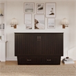Nantucket Queen Wood Murphy Bed Chest w Mattress & Built-in Charger in Espresso