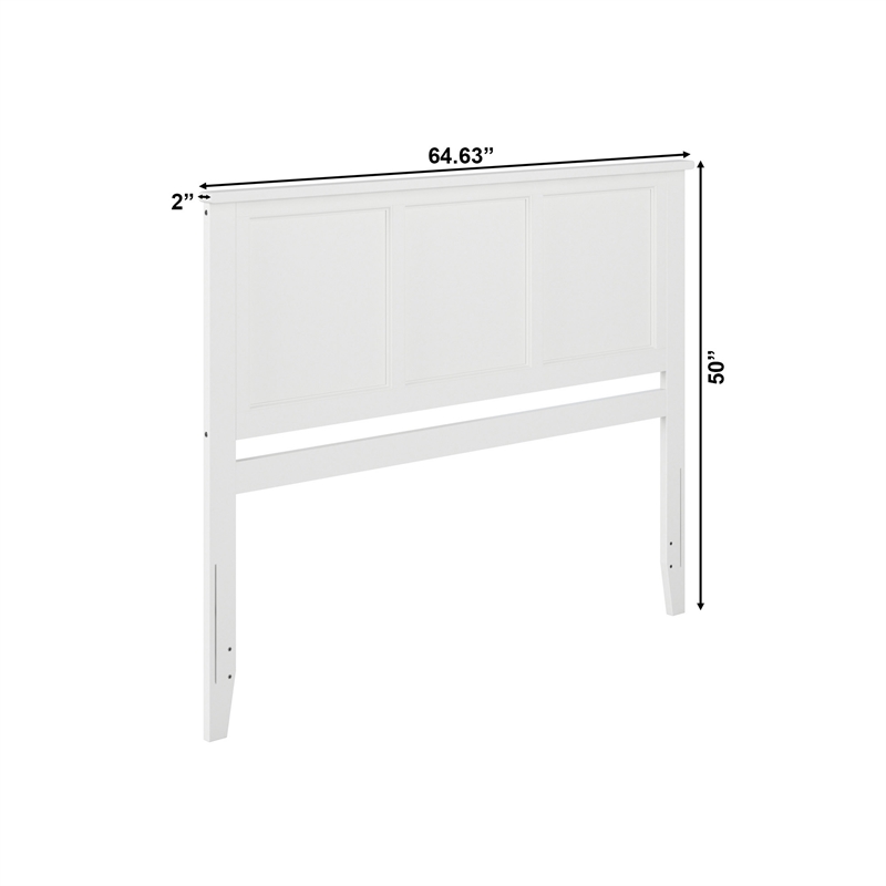 Madison Queen Solid Wood Panel Headboard in White