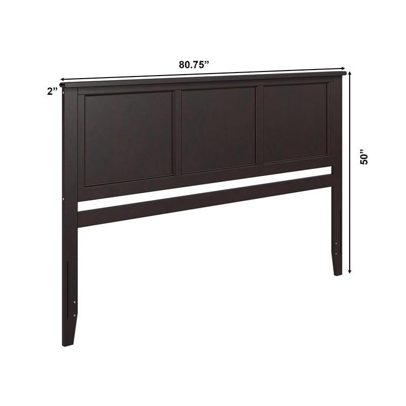 Madison King Solid Wood Panel Headboard in Espresso