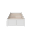 Concord Twin XL Platform Bed with Footboard & 2 Storage Drawers in White