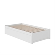 Concord Twin XL Platform Bed with Footboard & 2 Storage Drawers in White