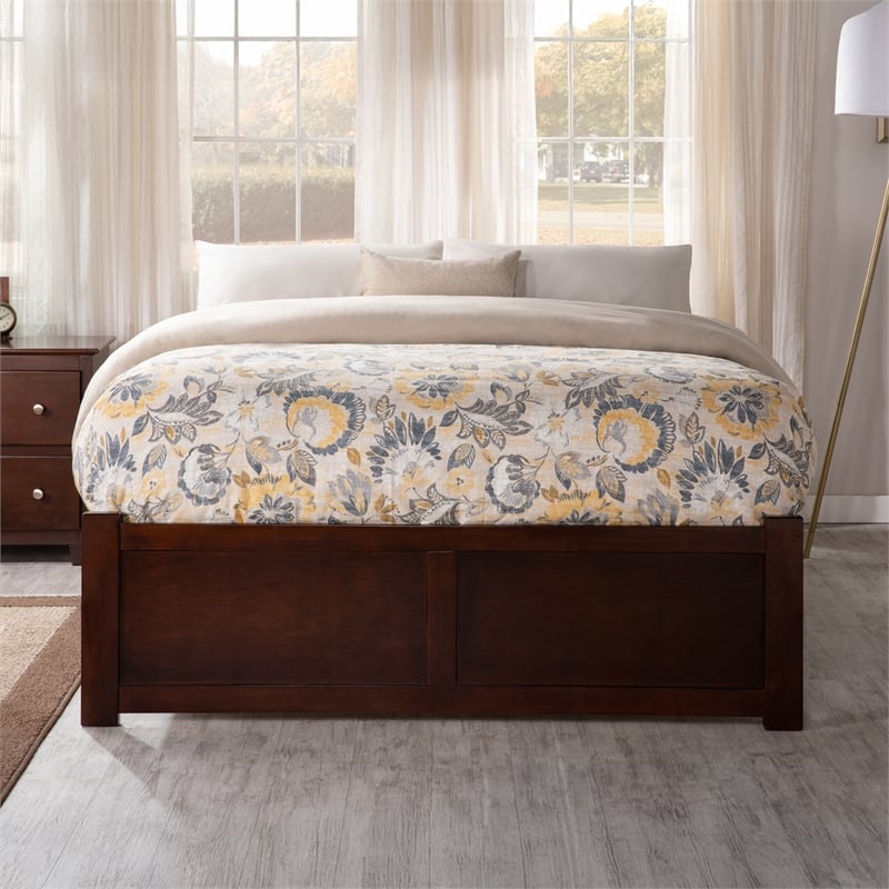 AFI Concord Full Solid Wood Platform Bed with Storage Drawers in Walnut