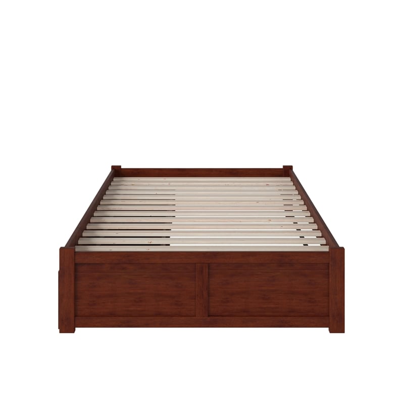 AFI Concord Full Solid Wood Platform Bed with Storage Drawers in Walnut