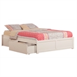 Concord Queen Wood Platform Bed with Footboard & 2 Storage Drawers in White