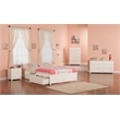 Concord Queen Wood Platform Bed with Footboard & 2 Storage Drawers in White