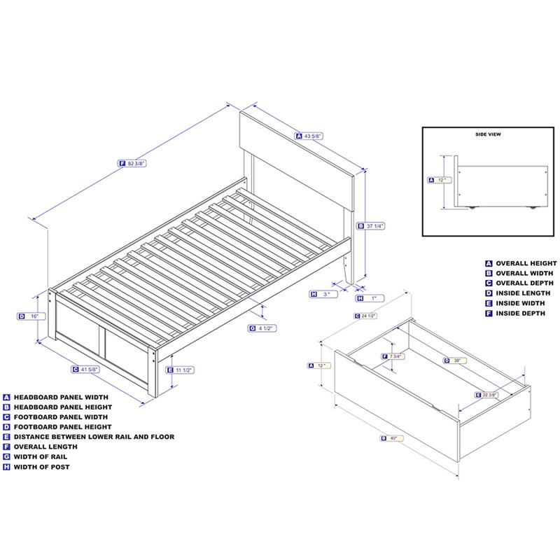 Orlando Twin XL Wood Platform Bed with Footboard and Storage Drawers in Espresso