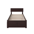 Orlando Twin Wood Platform Bed with Footboard and Twin Trundle in Espresso