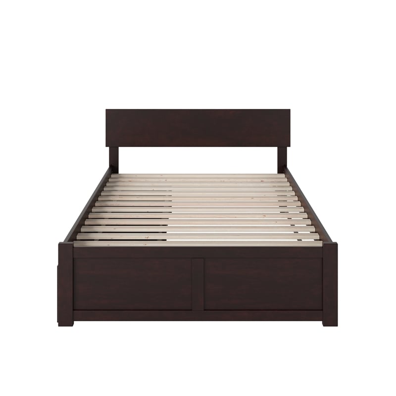 Orlando Full Wood Platform Bed with Footboard and Storage Drawers in Espresso