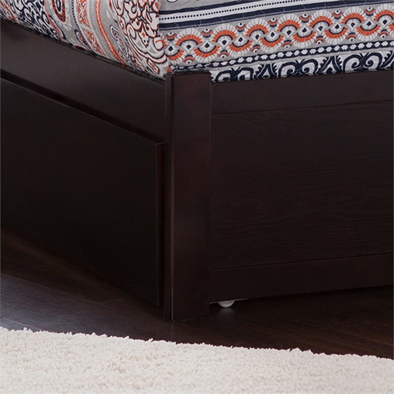 Orlando Full Wood Platform Bed with Footboard and Storage Drawers in Espresso