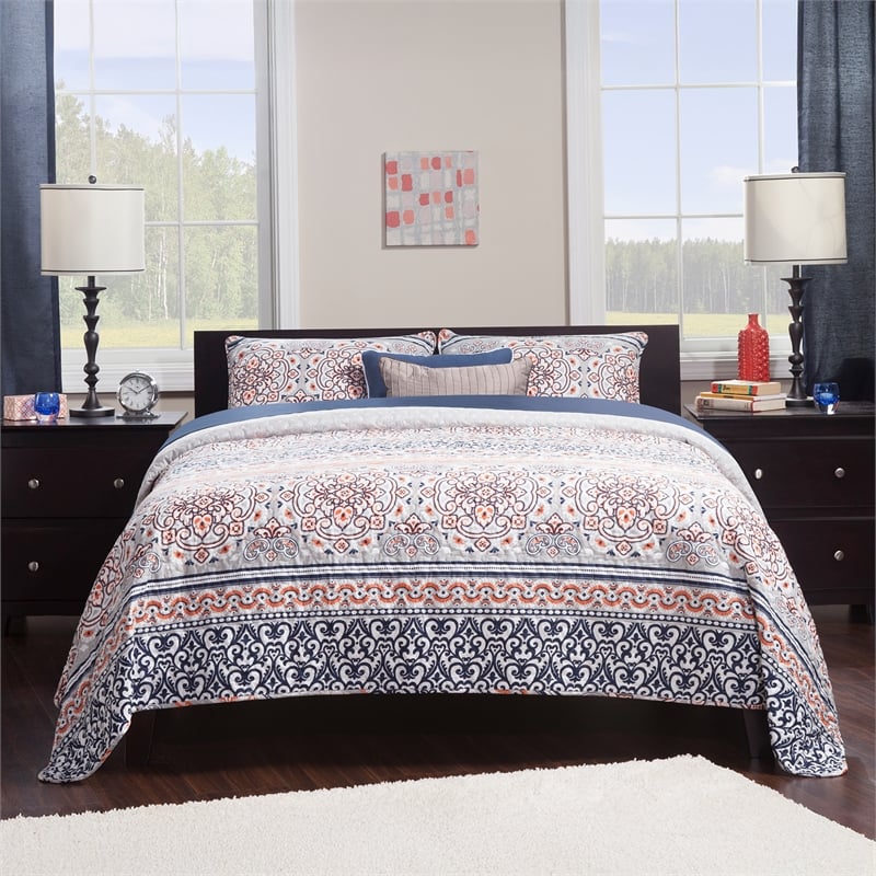 Orlando King Wood Platform Bed with Modern Panel Headboard in Espresso