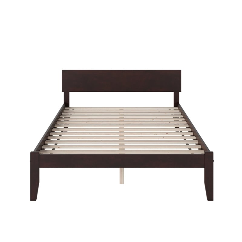 Orlando King Wood Platform Bed with Modern Panel Headboard in Espresso