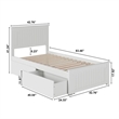 Nantucket Twin XL Wood Platform Bed with Matching Footboard & Drawers in White
