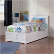 Nantucket Twin Wood Platform Bed with Footboard and Twin Trundle in White