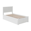 Nantucket Twin Wood Platform Bed with Footboard and Twin Trundle in White