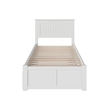 Nantucket Twin Wood Platform Bed with Footboard and Twin Trundle in White