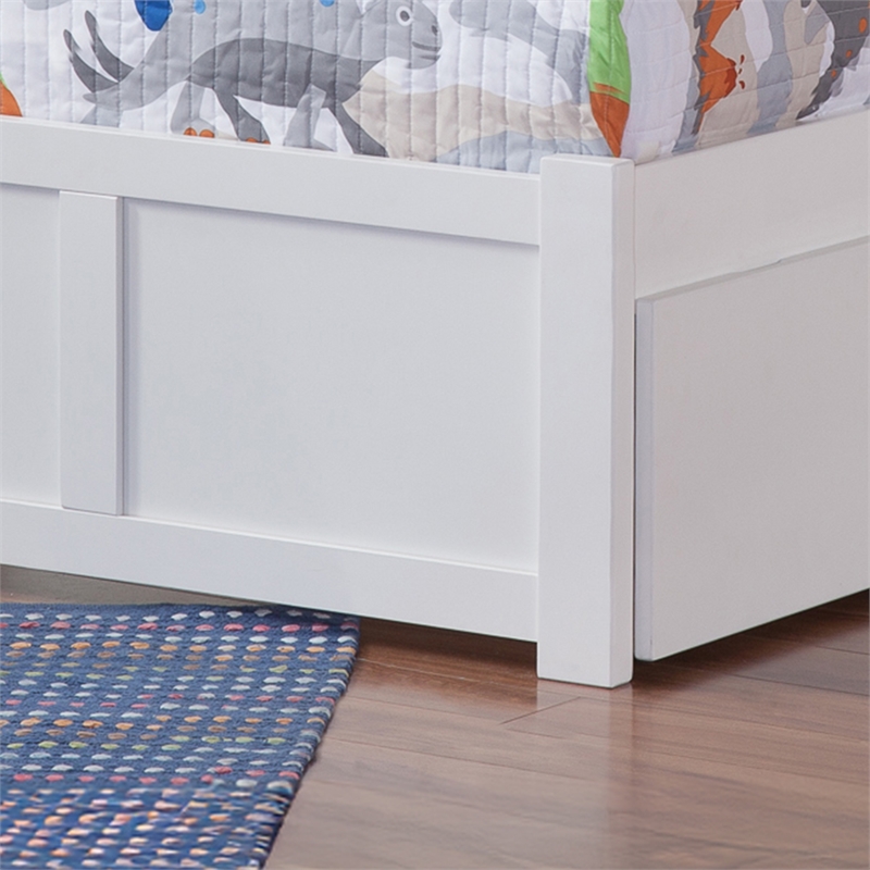 Nantucket Twin Wood Platform Bed with Footboard and Storage Drawers in White