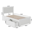 Nantucket Twin Wood Platform Bed with Matching Footboard and Drawers in White