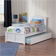Madison Twin Wood Platform Bed with Footboard and Twin Trundle in White