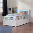 Madison Twin Wood Platform Bed with Footboard and Twin Trundle in White