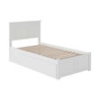 Madison Twin Wood Platform Bed with Footboard and Twin Trundle in White