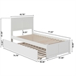 Madison Twin Wood Platform Bed with Footboard and Twin Trundle in White