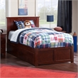Madison Twin Wood Platform Bed with Footboard and Twin Trundle in Walnut