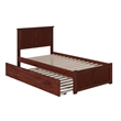 Madison Twin Wood Platform Bed with Footboard and Twin Trundle in Walnut