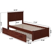 Madison Twin Wood Platform Bed with Footboard and Twin Trundle in Walnut
