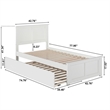 Madison Twin Platform Bed with Matching Footboard & Twin Trundle in White