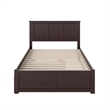 Madison Full Wood Platform Bed with Footboard and Twin Trundle in Espresso