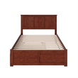 Madison Full Wood Platform Bed with Footboard and Twin Trundle in Walnut