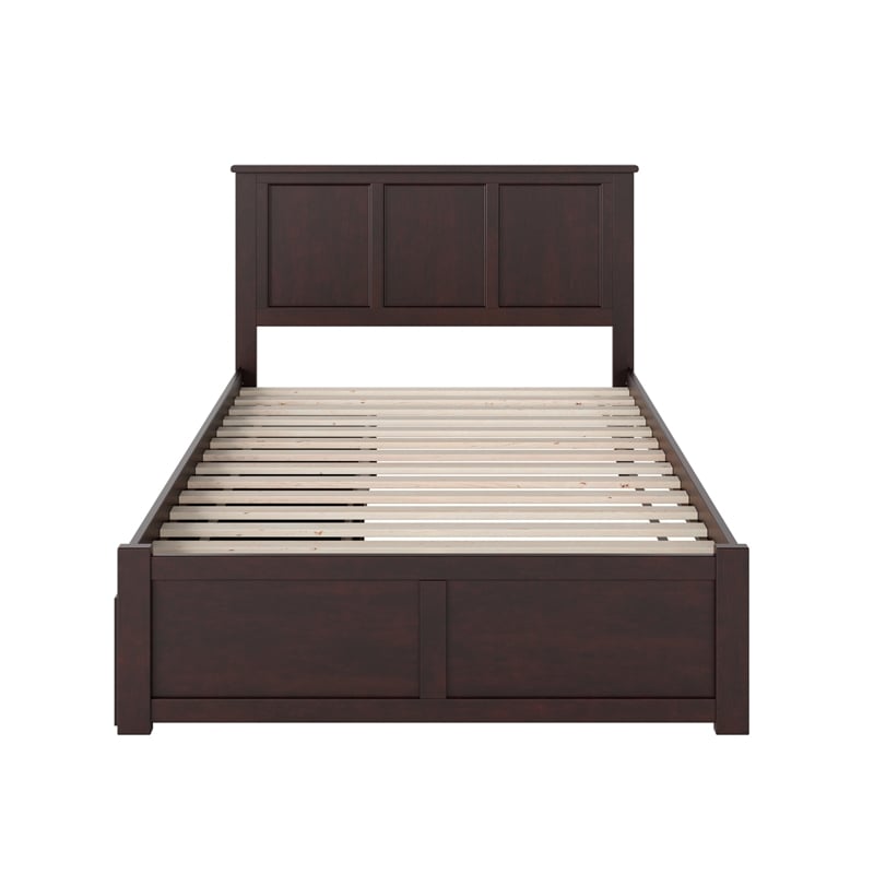 Madison Full Wood Platform Bed with Footboard and Storage Drawers in Espresso