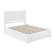 Madison Queen Wood Platform Bed with Footboard and Storage Drawers in White