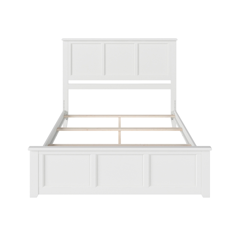 Madison Queen Wood Foundation Bed with Matching Footboard in White