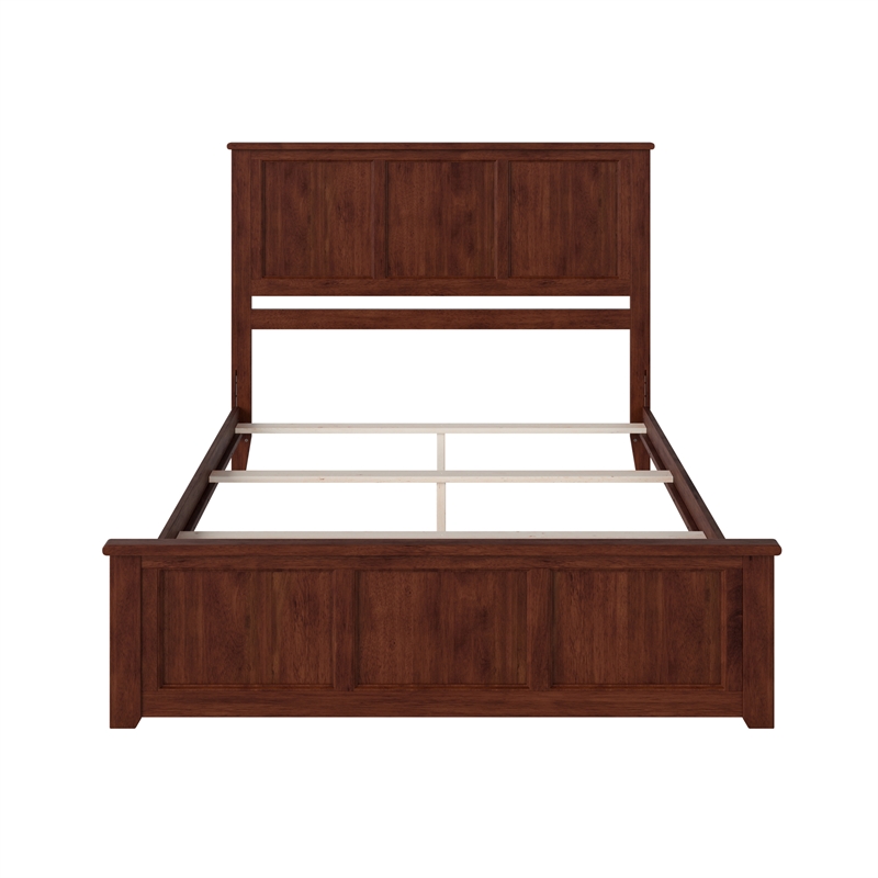 Madison Queen Wood Foundation Bed with Matching Footboard in Walnut