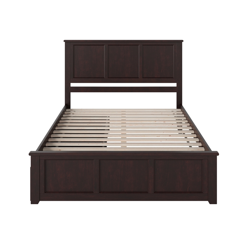 Madison Queen Platform Bed with Matching Footboard & Storage Drawers in Espresso